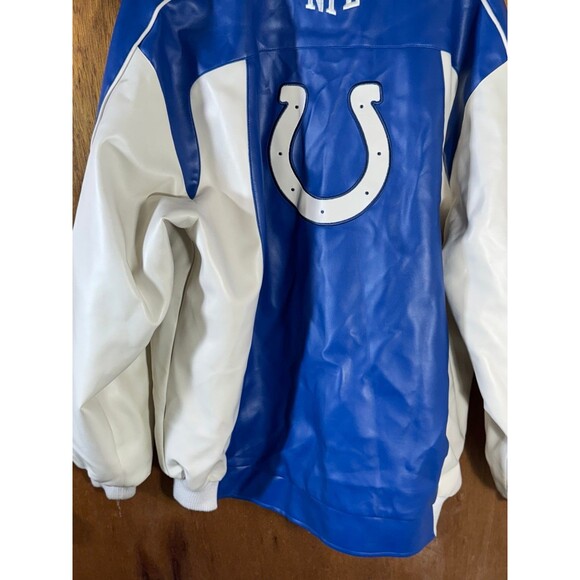 Indianapolis Colts Jacket Mens‎ Sz XL Vinyl Full Zip Blue White NFL Team Apparel - Picture 9 of 10